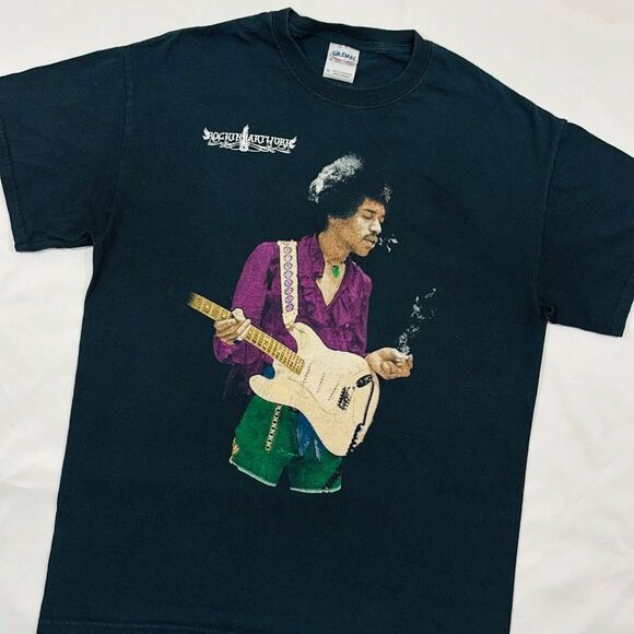 Gildan Other - Jimi Hendrix Rockin Artwork Graphic Short Sleeve Tee